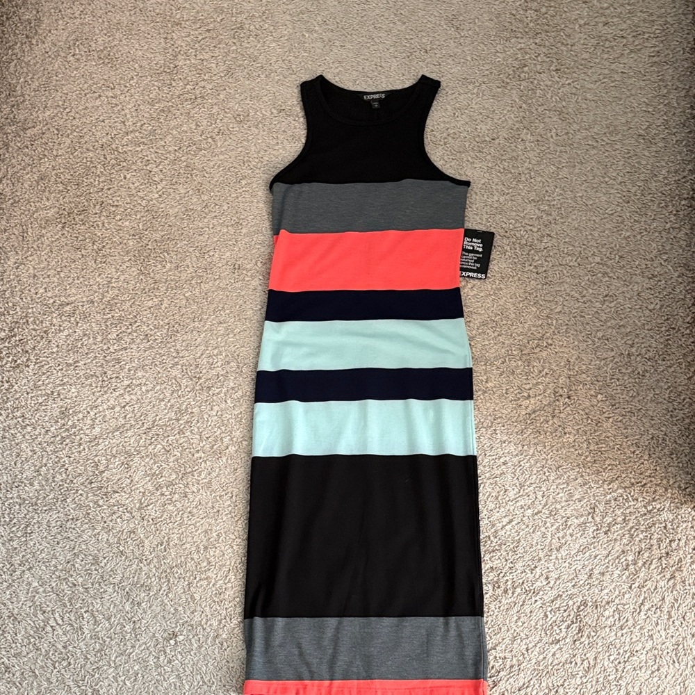 Express Striped Maxi Dress - Black, Gray, Coral, Mint, Navy